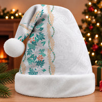 Monstera Tiare Plumeria Christmas Santa Hat Teal Polynesian Pattern LT01 Without Fur Teal - Polynesian Pride