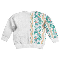 Monstera Tiare Plumeria Kid Ugly Christmas Sweater Teal Polynesian Pattern LT01 - Polynesian Pride