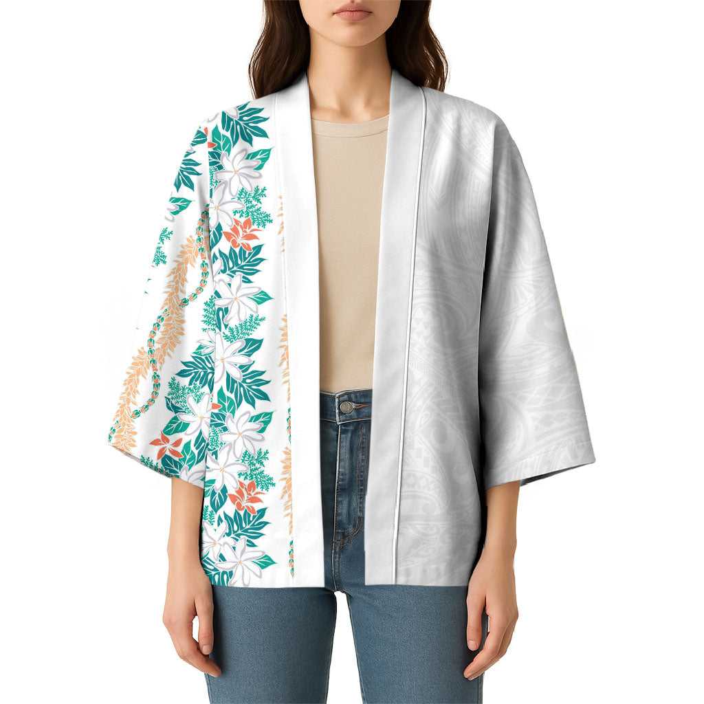Monstera Tiare Plumeria Kimono Teal Polynesian Pattern LT01 - Polynesian Pride