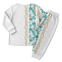 Monstera Tiare Plumeria Christmas Pajama Set Teal Polynesian Pattern LT01 - Polynesian Pride