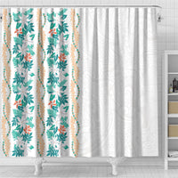 Monstera Tiare Plumeria Shower Curtain Teal Polynesian Pattern LT01 - Polynesian Pride