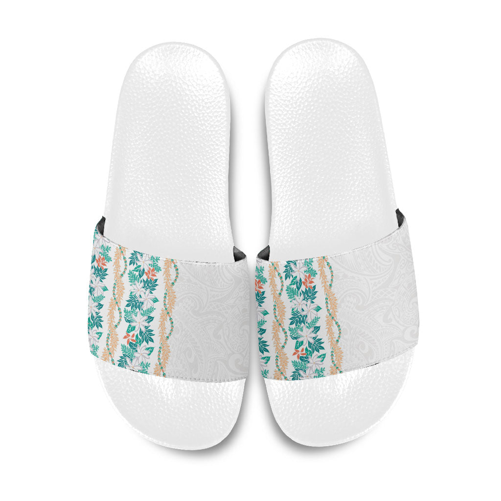 Monstera Tiare Plumeria Slide Sandals Teal Polynesian Pattern LT01 Teal - Polynesian Pride