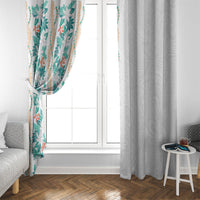 Monstera Tiare Plumeria Window Curtain Teal Polynesian Pattern LT01 - Polynesian Pride