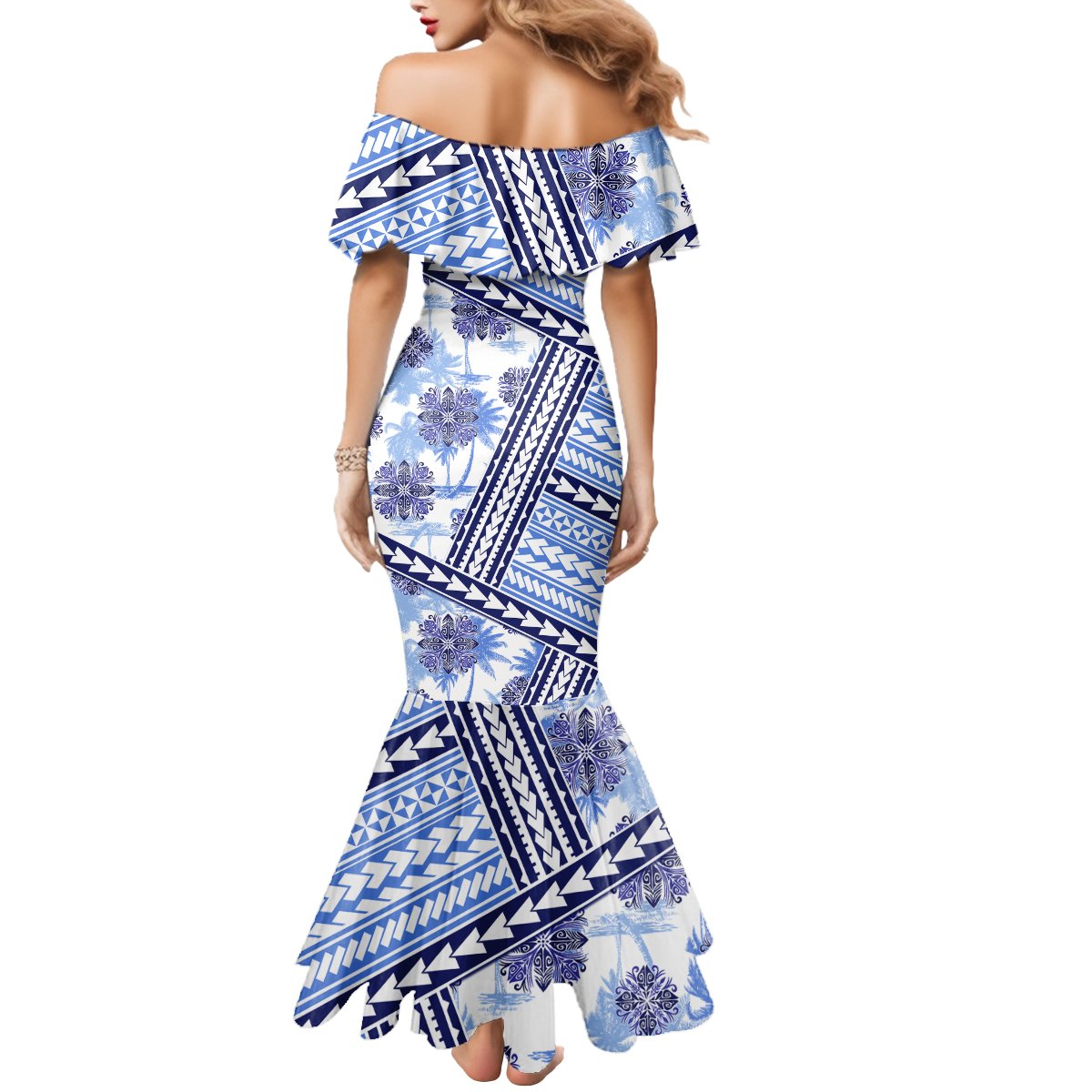 Hawaii Quilt Mermaid Dress Kakau Polynesian Pattern Blue Version LT01 - Polynesian Pride