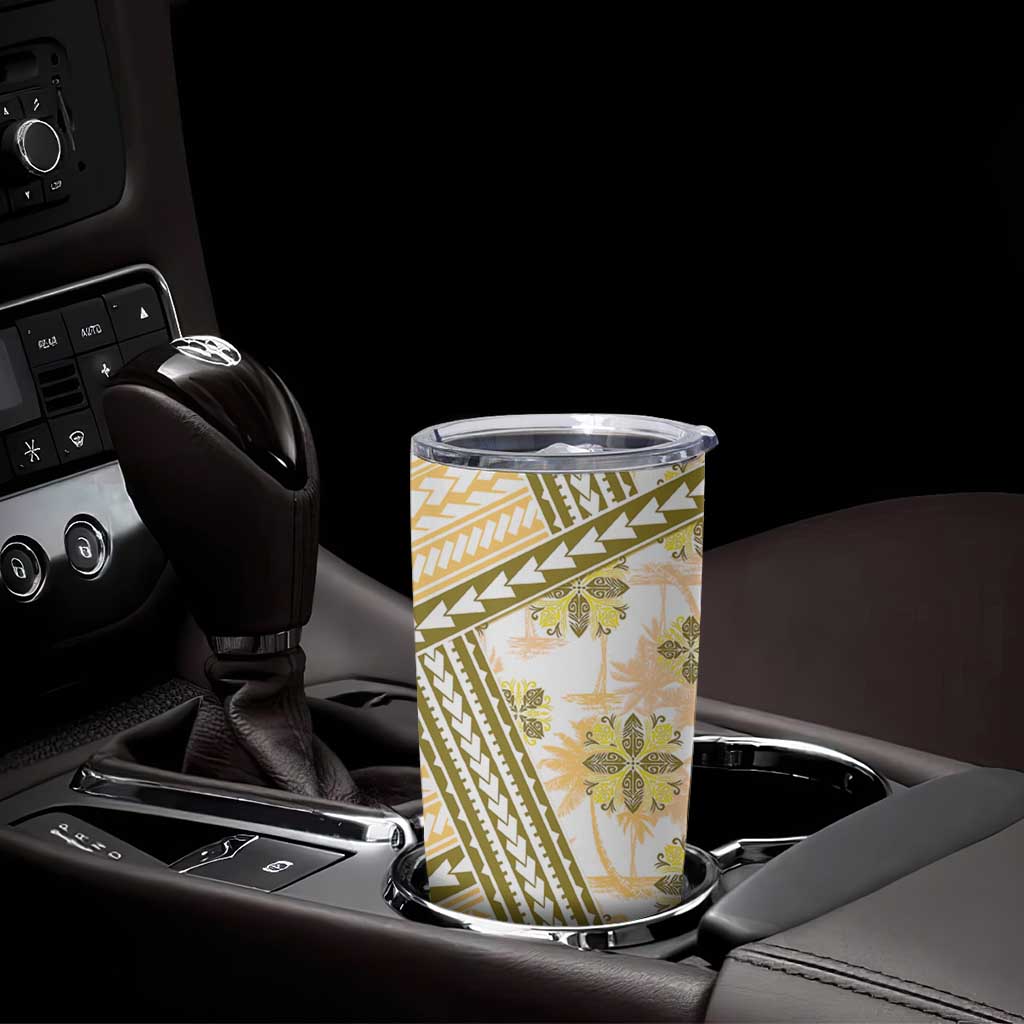 Hawaii Quilt Tumbler Cup Kakau Polynesian Pattern Gold Version