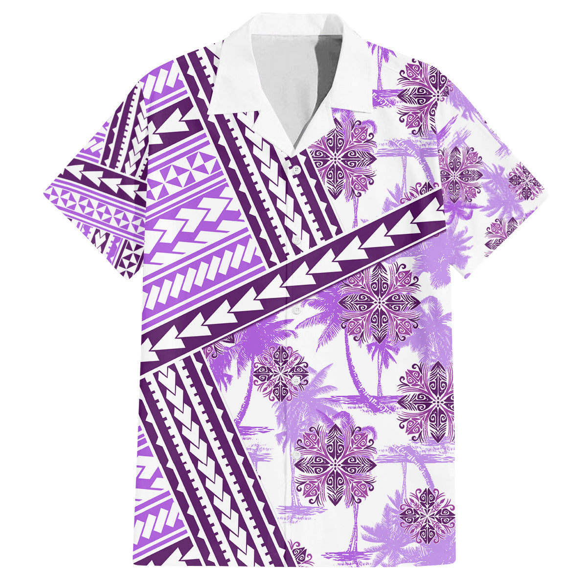 Hawaii Quilt Family Matching Long Sleeve Bodycon Dress and Hawaiian Shirt Kakau Polynesian Pattern Lilac Version LT01 Dad's Shirt - Short Sleeve Purple - Polynesian Pride