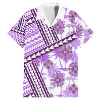Hawaii Quilt Family Matching Off Shoulder Long Sleeve Dress and Hawaiian Shirt Kakau Polynesian Pattern Lilac Version LT01 Dad's Shirt - Short Sleeve Purple - Polynesian Pride
