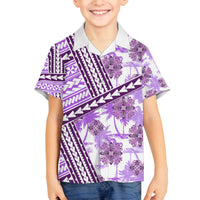 Hawaii Quilt Family Matching Puletasi Dress and Hawaiian Shirt Kakau Polynesian Pattern Lilac Version LT01 Son's Shirt Purple - Polynesian Pride
