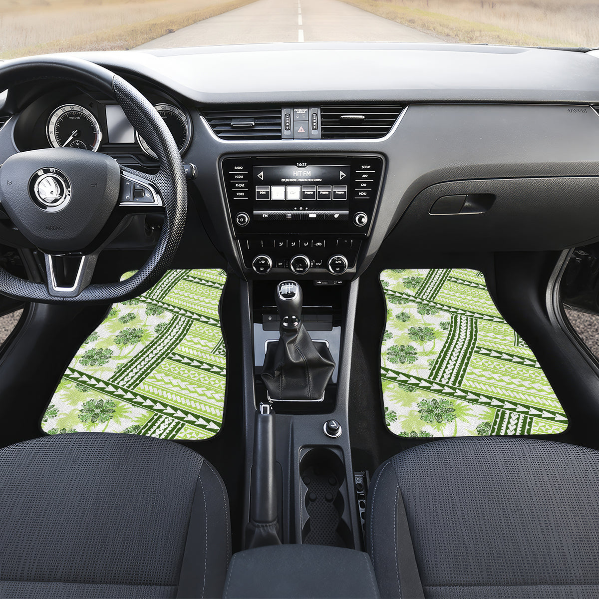 Hawaii Quilt Car Mats Kakau Polynesian Pattern Olive Green Version LT01 - Polynesian Pride