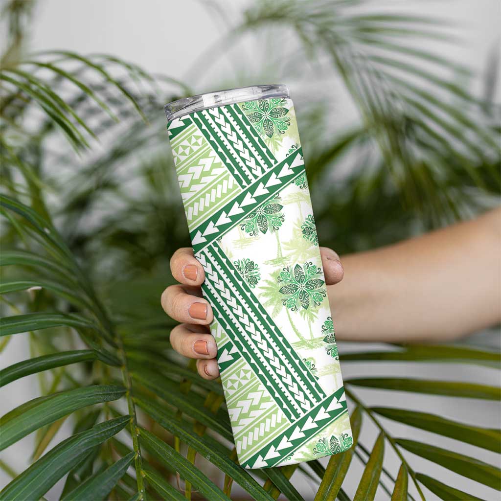 Hawaii Quilt Skinny Tumbler Kakau Polynesian Pattern Olive Green Version