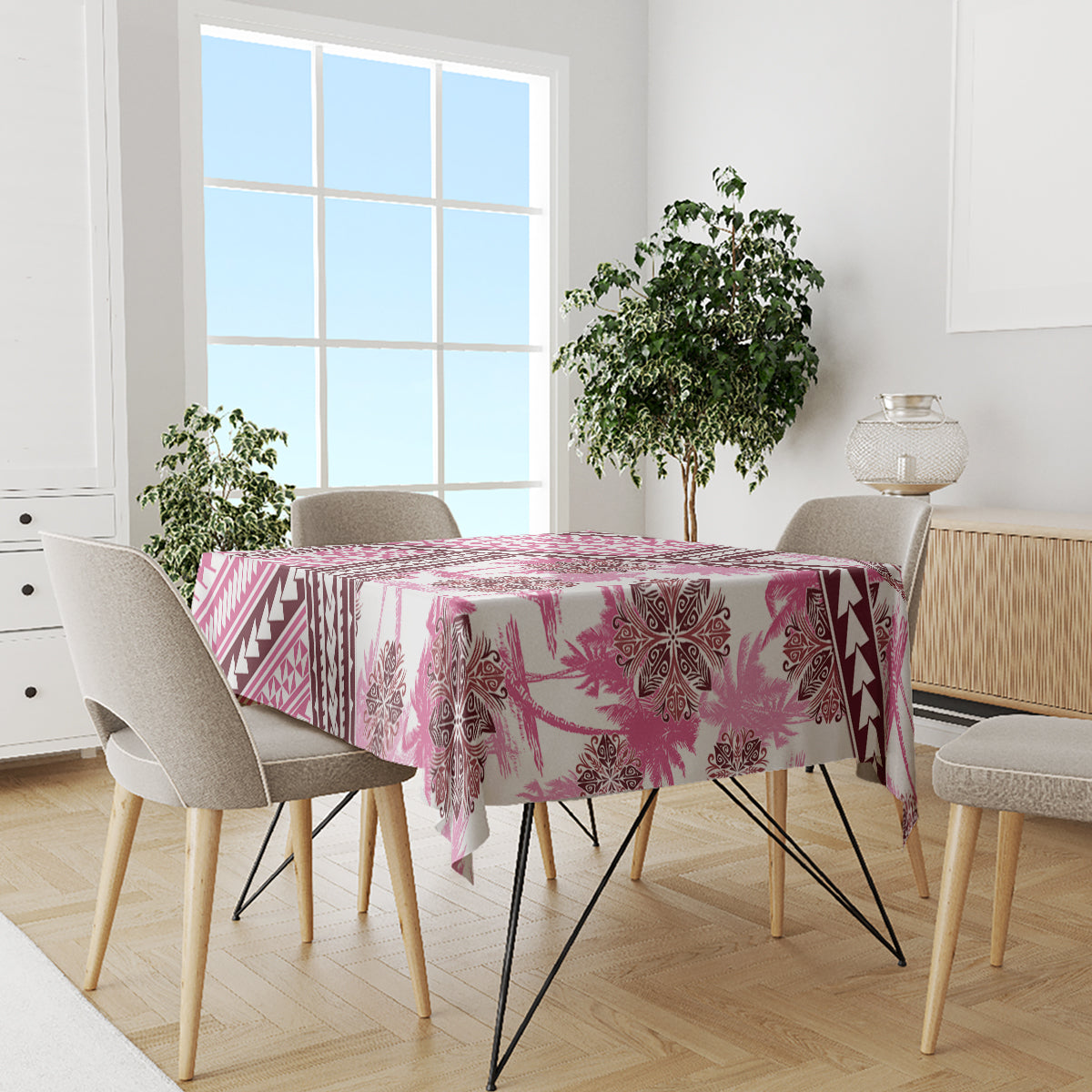Hawaii Quilt Tablecloth Kakau Polynesian Pattern Mauve Pink Version LT01 - Polynesian Pride