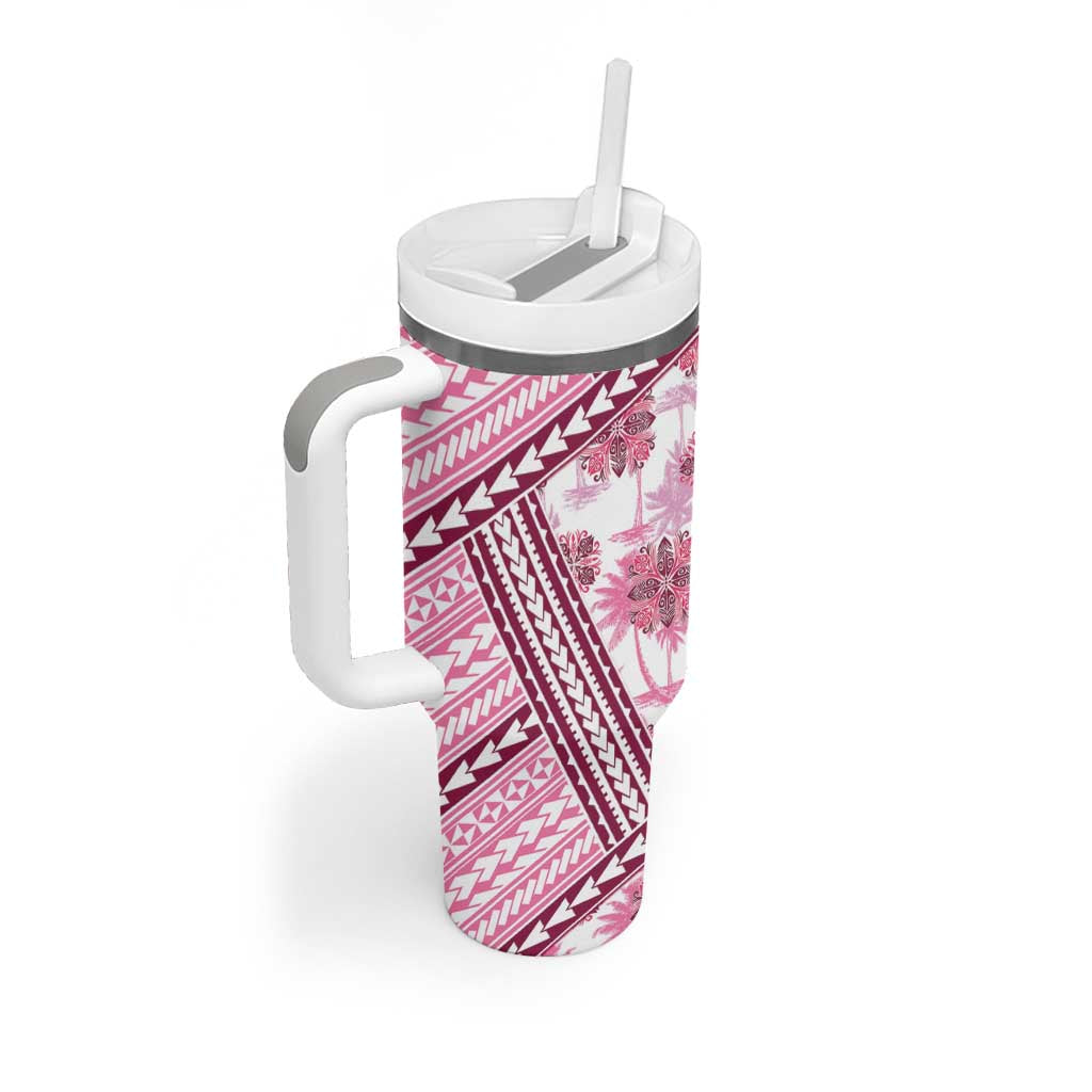Hawaii Quilt Tumbler With Handle Kakau Polynesian Pattern Mauve Pink Version LT01 - Polynesian Pride