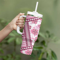 Hawaii Quilt Tumbler With Handle Kakau Polynesian Pattern Mauve Pink Version LT01 - Polynesian Pride