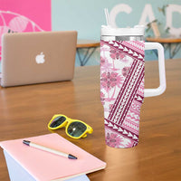 Hawaii Quilt Tumbler With Handle Kakau Polynesian Pattern Mauve Pink Version LT01 - Polynesian Pride