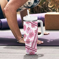 Hawaii Quilt Tumbler With Handle Kakau Polynesian Pattern Mauve Pink Version LT01 - Polynesian Pride