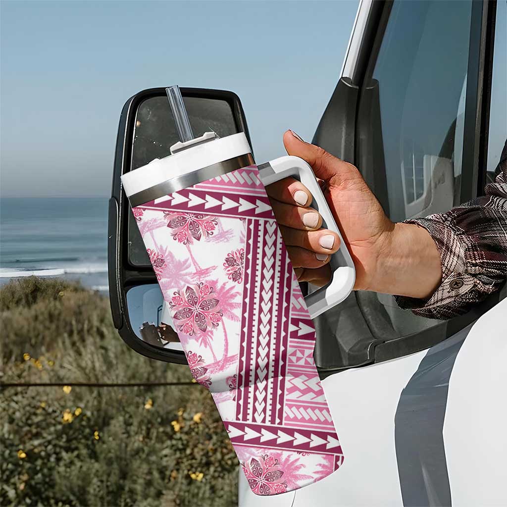 Hawaii Quilt Tumbler With Handle Kakau Polynesian Pattern Mauve Pink Version LT01 - Polynesian Pride