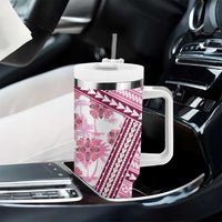 Hawaii Quilt Tumbler With Handle Kakau Polynesian Pattern Mauve Pink Version LT01 - Polynesian Pride