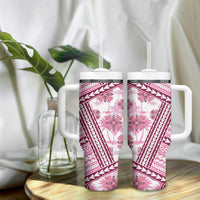 Hawaii Quilt Tumbler With Handle Kakau Polynesian Pattern Mauve Pink Version LT01 - Polynesian Pride