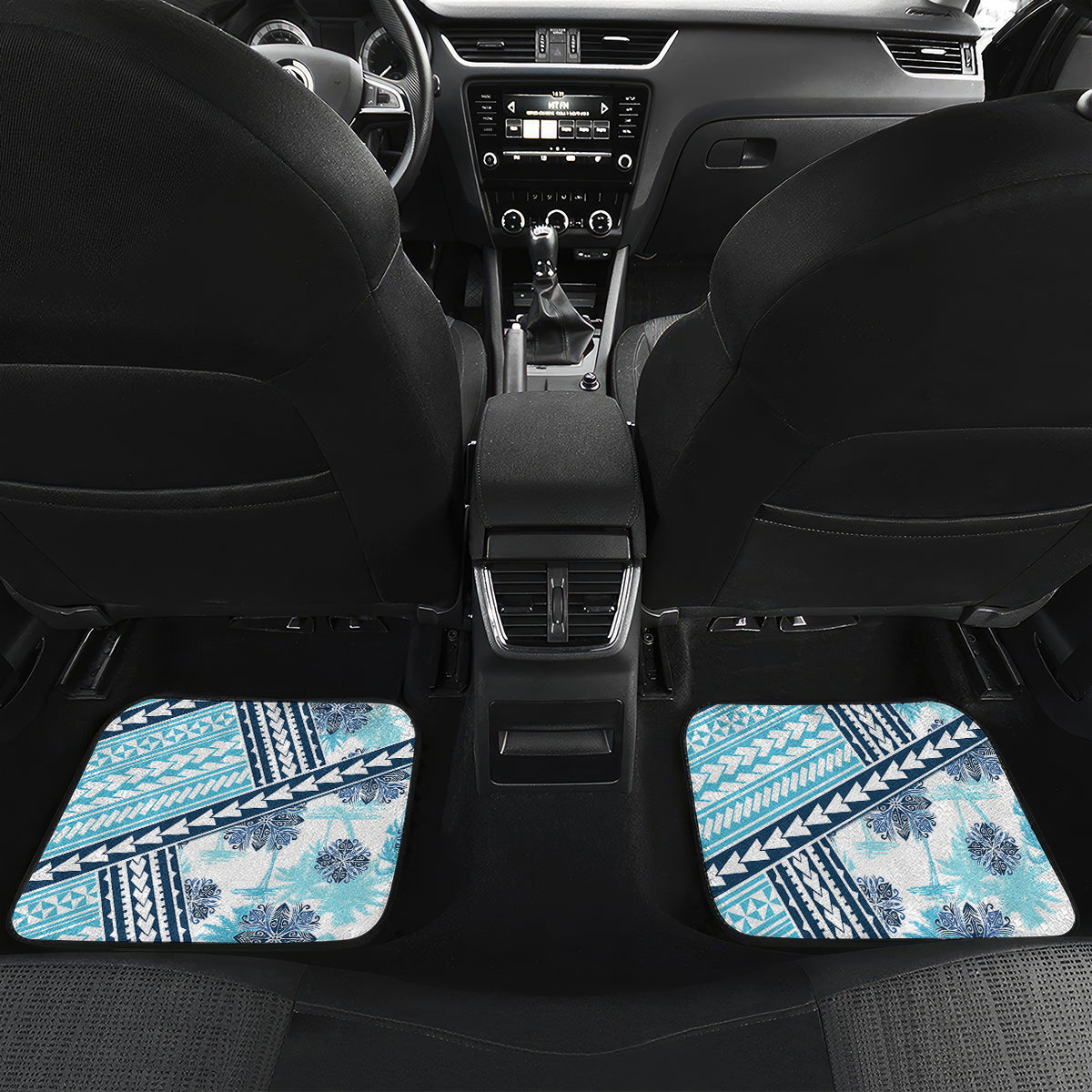 Hawaii Quilt Car Mats Kakau Polynesian Pattern Sky Blue Version LT01 - Polynesian Pride