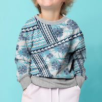 Hawaii Quilt Kid Ugly Christmas Sweater Kakau Polynesian Pattern Sky Blue Version LT01 - Polynesian Pride