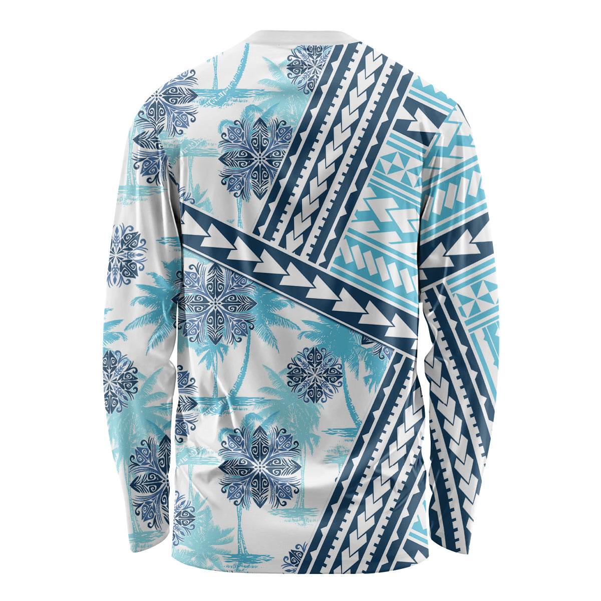Hawaii Quilt Long Sleeve Shirt Kakau Polynesian Pattern Sky Blue Version LT01 - Polynesian Pride