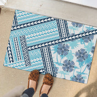 Hawaii Quilt Rubber Doormat Kakau Polynesian Pattern Sky Blue Version LT01 - Polynesian Pride