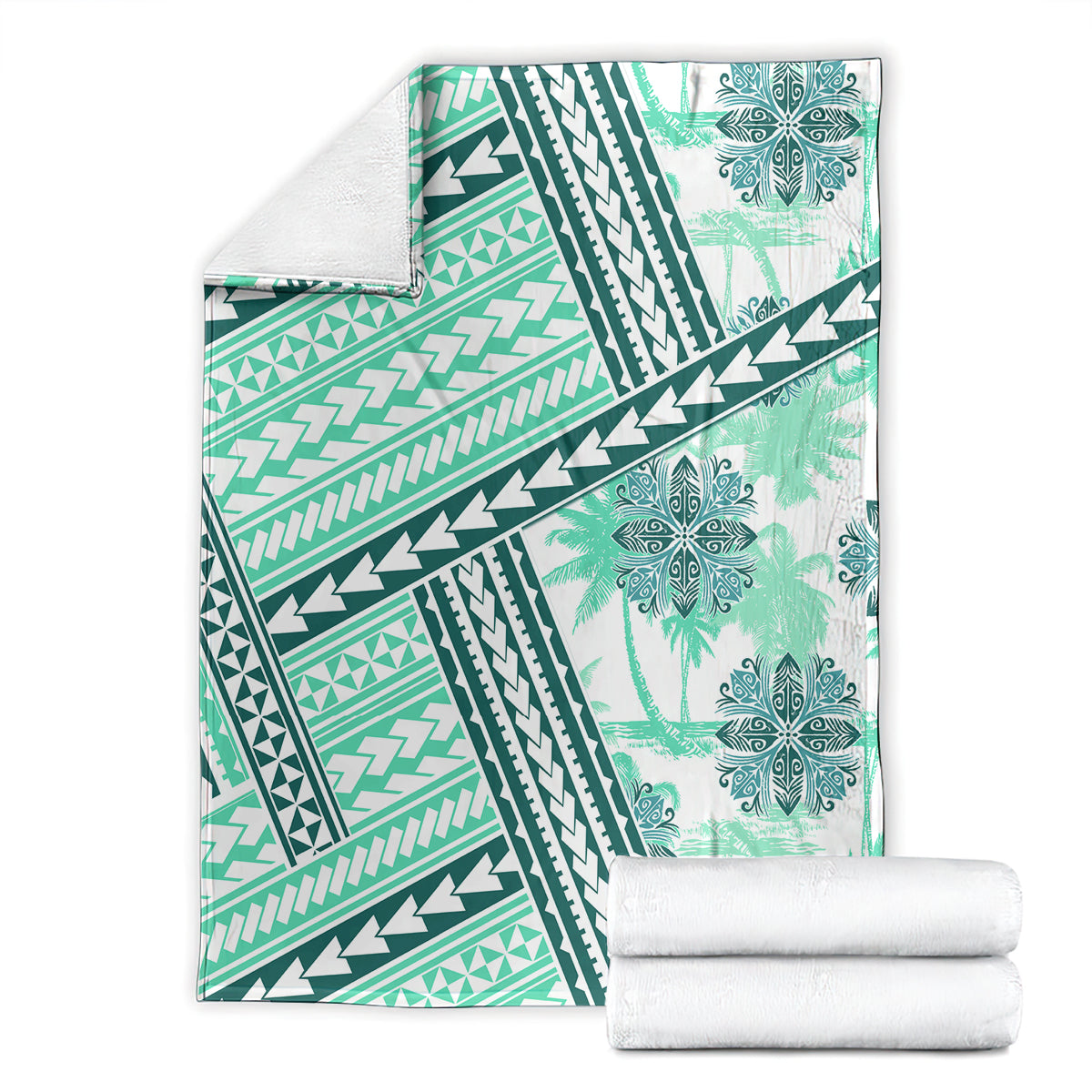 Hawaii Quilt Blanket Kakau Polynesian Pattern Teal Version LT01 - Polynesian Pride