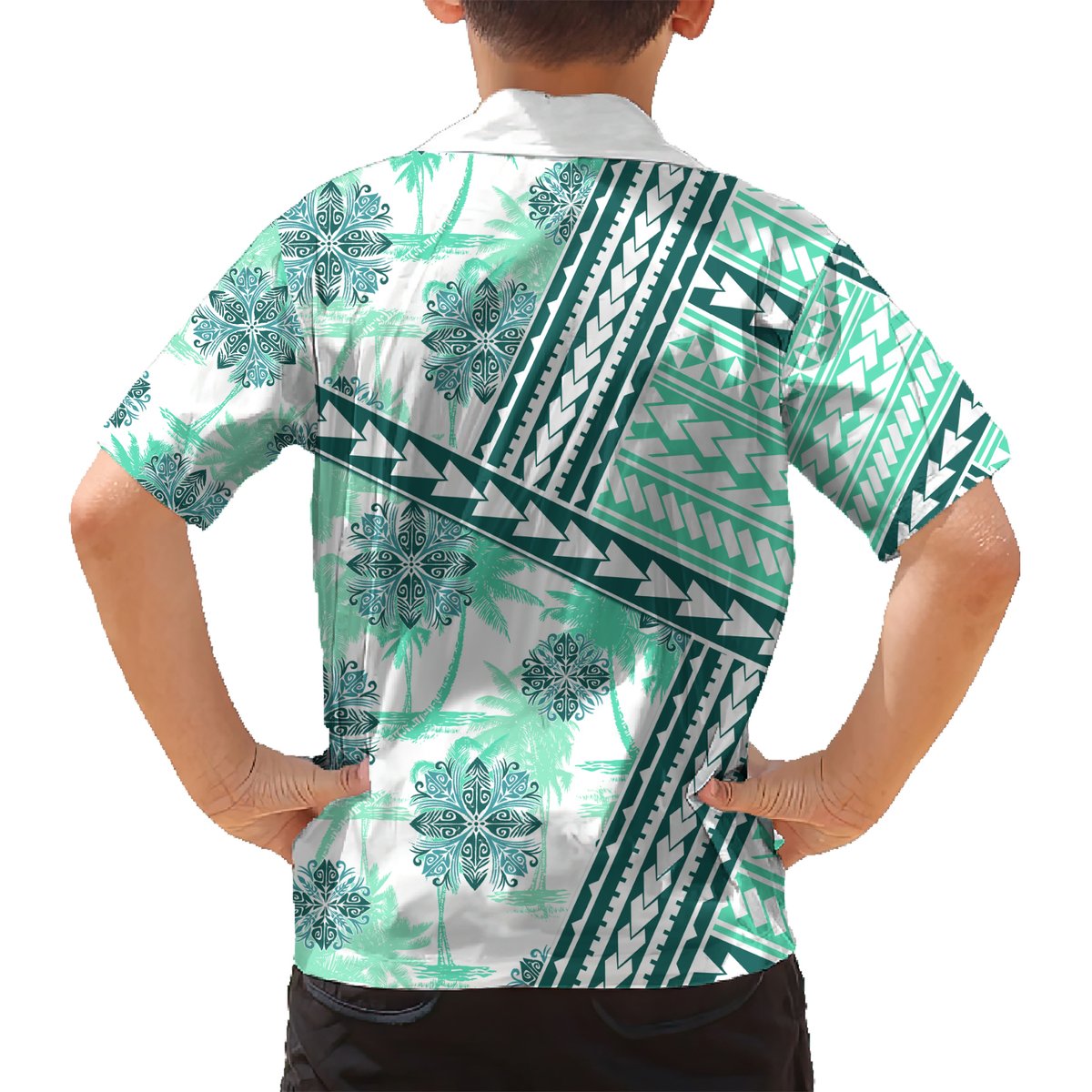 Hawaii Quilt Hawaiian Shirt Kakau Polynesian Pattern Teal Version LT01 - Polynesian Pride