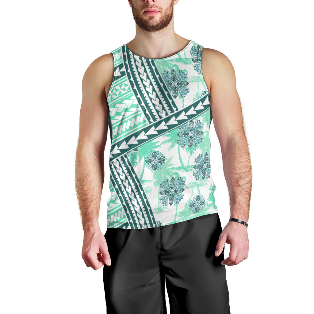 Hawaii Quilt Men Tank Top Kakau Polynesian Pattern Teal Version LT01 - Polynesian Pride