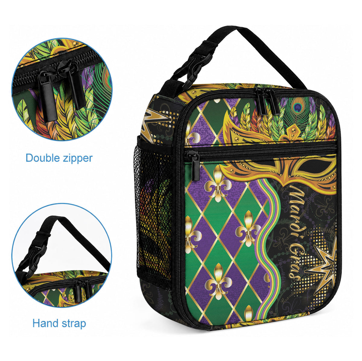 Mardi Gras Lunch Bag Gold Mask Unique Style LT01 - Polynesian Pride