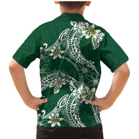 Polynesian Hawaiian Plumeria Tribal Pattern Family Matching Mermaid Dress and Hawaiian Shirt Green Version LT01 - Polynesian Pride