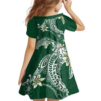 Polynesian Hawaiian Plumeria Tribal Pattern Family Matching Off Shoulder Maxi Dress and Hawaiian Shirt Green Version LT01 - Polynesian Pride