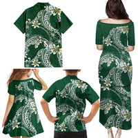 Polynesian Hawaiian Plumeria Tribal Pattern Family Matching Puletasi and Hawaiian Shirt Green Version LT01 - Polynesian Pride