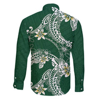 Polynesian Hawaiian Plumeria Tribal Pattern Family Matching Summer Maxi Dress and Hawaiian Shirt Green Version LT01 - Polynesian Pride