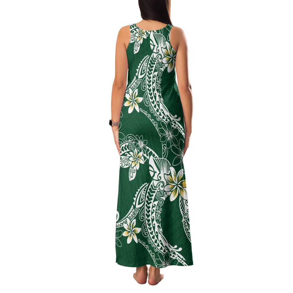 Polynesian Hawaiian Plumeria Tribal Pattern Family Matching Tank Maxi Dress and Hawaiian Shirt Green Version LT01 - Polynesian Pride