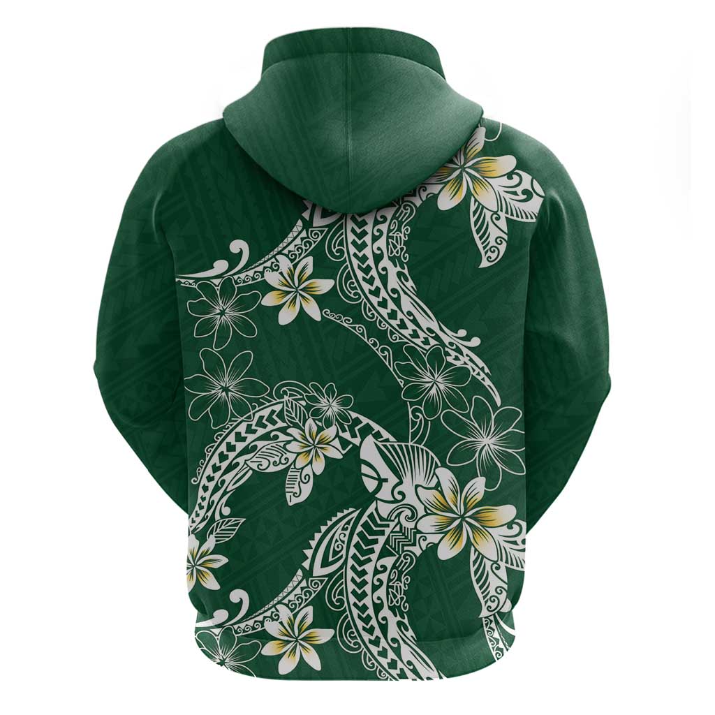 Polynesian Hawaiian Plumeria Tribal Pattern Hoodie Green Version LT01 - Polynesian Pride