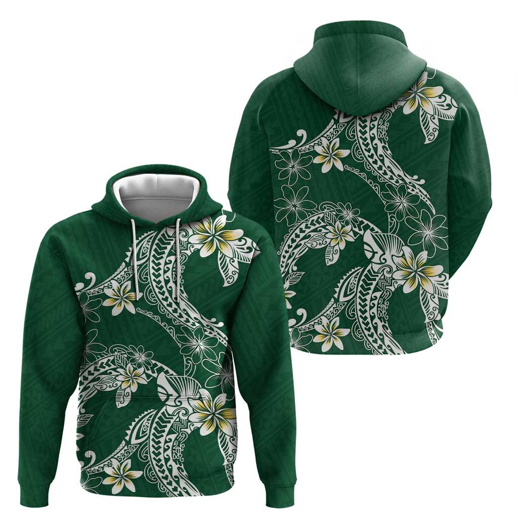 Polynesian Hawaiian Plumeria Tribal Pattern Hoodie Green Version LT01 - Polynesian Pride