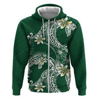 Polynesian Hawaiian Plumeria Tribal Pattern Hoodie Green Version LT01 Zip Hoodie Green - Polynesian Pride