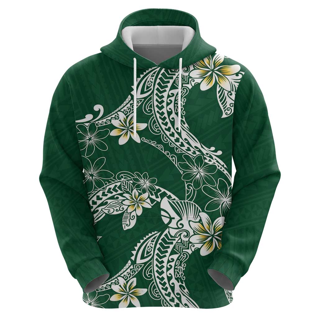 Polynesian Hawaiian Plumeria Tribal Pattern Hoodie Green Version LT01 - Polynesian Pride