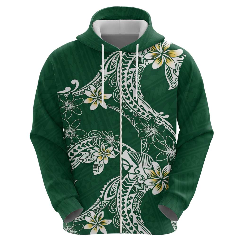 Polynesian Hawaiian Plumeria Tribal Pattern Hoodie Green Version LT01 - Polynesian Pride
