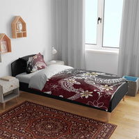 Polynesian Hawaiian Plumeria Tribal Pattern Bedding Set Special Wine Red Version