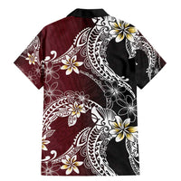 Polynesian Hawaiian Plumeria Tribal Pattern Family Matching Mermaid Dress and Hawaiian Shirt Special Wine Red Version LT01 - Polynesian Pride