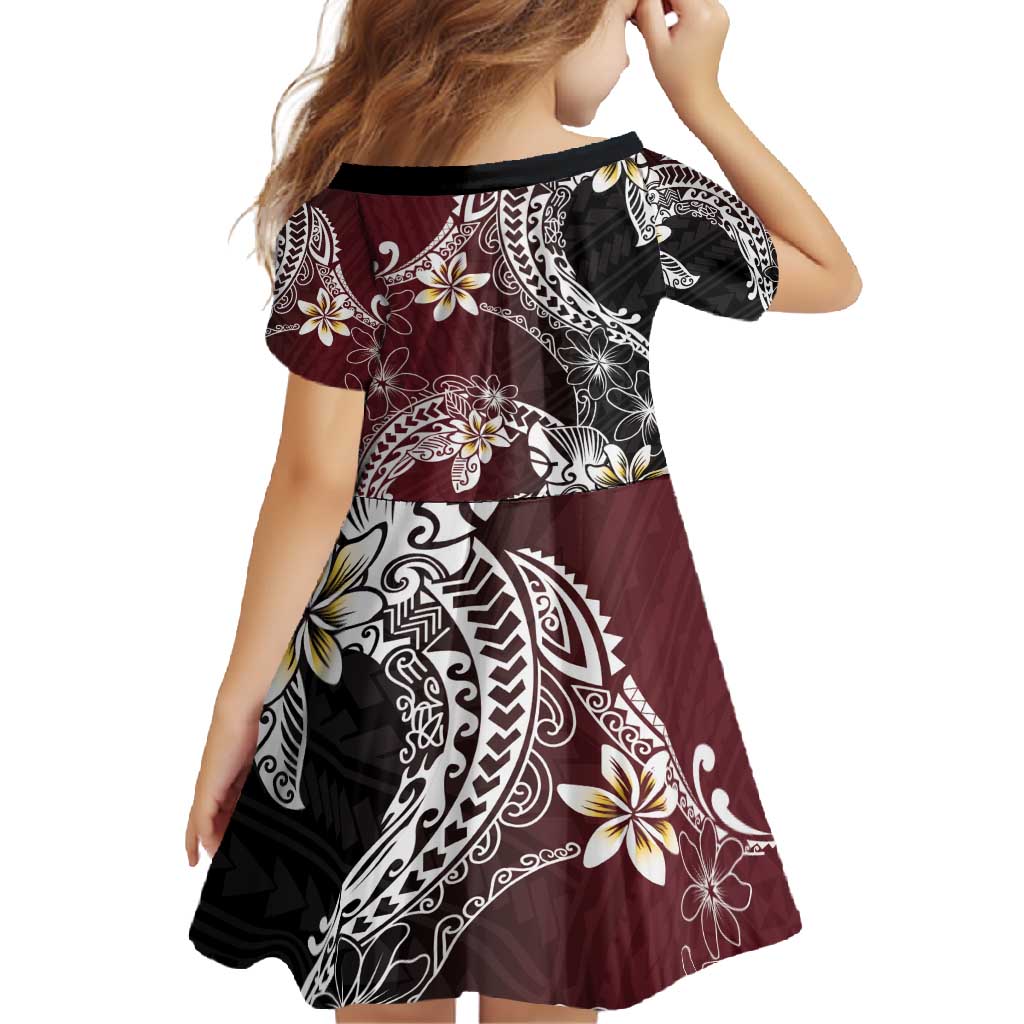 Polynesian Hawaiian Plumeria Tribal Pattern Family Matching Off Shoulder Maxi Dress and Hawaiian Shirt Special Wine Red Version LT01 - Polynesian Pride