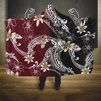 Polynesian Hawaiian Plumeria Tribal Pattern Hooded Blanket Special Wine Red Version LT01 - Polynesian Pride