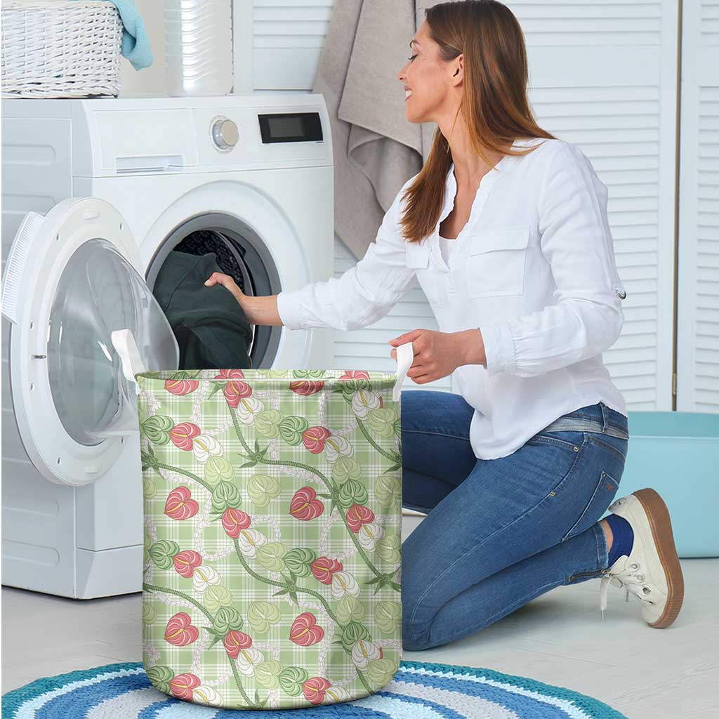Anthurium Pikake Ti Leaf Palaka Laundry Basket Green Version