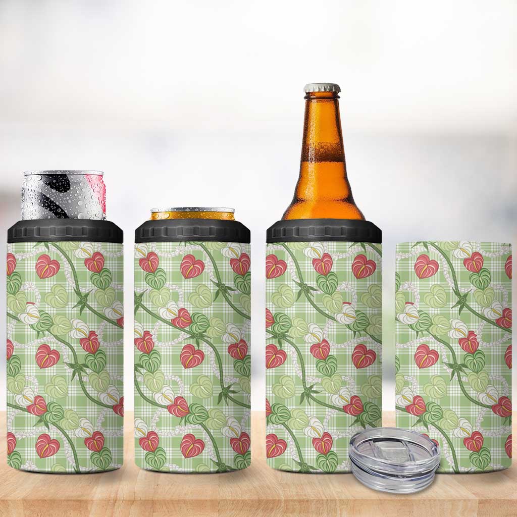 Anthurium Pikake Ti Leaf Palaka 4 in 1 Can Cooler Tumbler Green Version