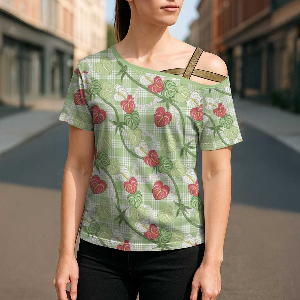 Anthurium Pikake Ti Leaf Palaka Cross Shoulder Shirt Green Version