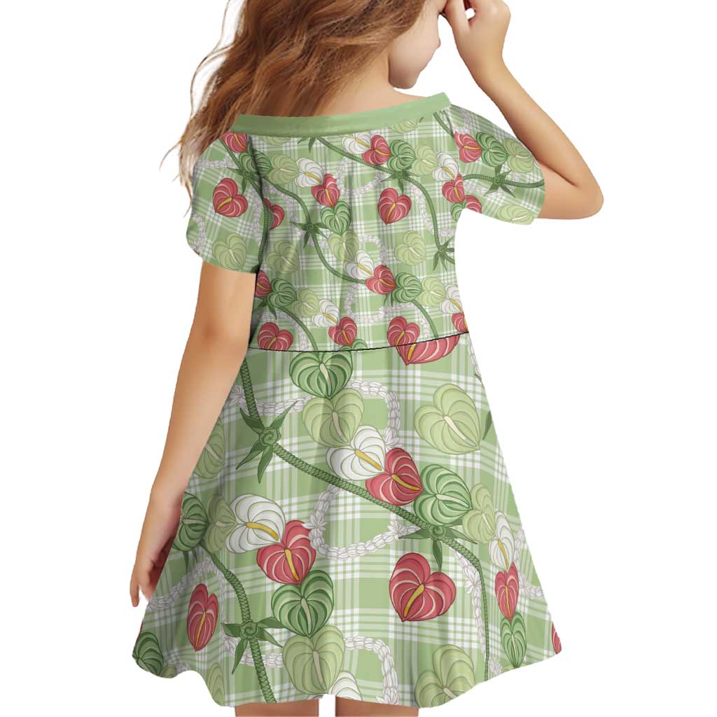 Anthurium Pikake Ti Leaf Palaka Family Matching Mermaid Dress and Hawaiian Shirt Green Version LT01 - Polynesian Pride