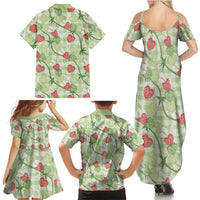 Anthurium Pikake Ti Leaf Palaka Family Matching Summer Maxi Dress and Hawaiian Shirt Green Version LT01 - Polynesian Pride