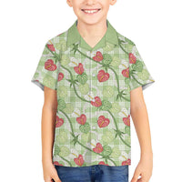 Anthurium Pikake Ti Leaf Palaka Family Matching Summer Maxi Dress and Hawaiian Shirt Green Version LT01 Son's Shirt Green - Polynesian Pride